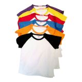 Sublimation Blank Comed Cotton T-Shirt Raglan with Sleeve Colorful for Children