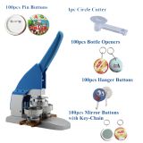 2016 New Pro 2-1 / 4" 58mm Button Maker Machine Badge Press+ Pin Buttons+Bottle Openers+ Mirror Buttons with Key-Chain+Hanger Buttons +1pc 58mm Circle Cutter