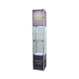 81.1" Square Portable Aluminum Spiral Tower Display Case with Shelves, Top light and Custom Panels