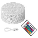 16 Colors Changeable Gifts Remote Control Optical Illusion Bedside Lamps Party Room Decor Crackle White Base
