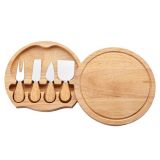 8.7" Wood Cheese Board and Knife Set, Swiveling Charcuterie Board for Housewarming Christmas Thanksgiving Party Birthday Wedding Gifts