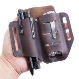 2pcs Multitool Sheath for Belt, EDC Leather Pocket Organizer with Key Holder for Belt and Flashlight Sheath Multitool Pouch for Camping