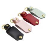 Personalized one inch photo insert genuine leather keychain Leather Keyring for gifts