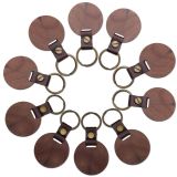 10 Pack DIY Blank Wood Keychain Key Tags Personalized Wood Keychains for DIY Car Ornament Gift (Round)
