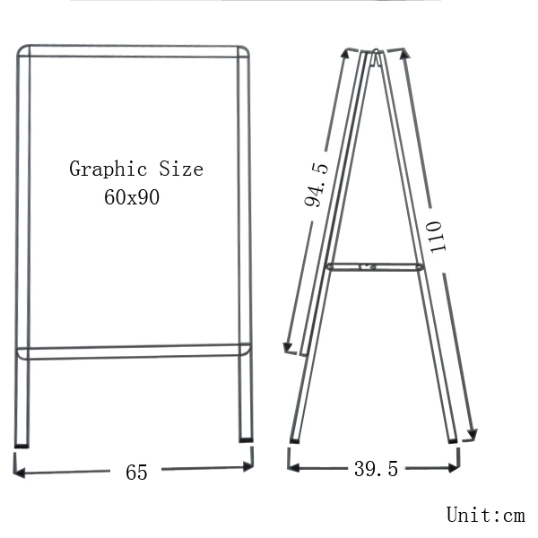 New Single Sided Freestanding 60x90cm A Frame Whiteboard Poster Stand Street Sign Display Board (Frame Only)