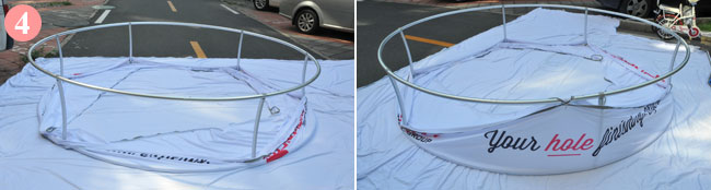 10ft Circle Fabric Tension Display Hanging Sign usage 4