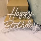 Белая интегративная неоновая вывеска для украшения вечеринки по случаю дня рождения Happy Birthday (размер: 42X20см + 58X20см)