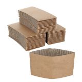 200 Pack Coffee Cup Sleeves, Kraft Paper Cup Sleeve, Disposable Corrugated Coffee Sleeves For Hot Cold Drinks Fits