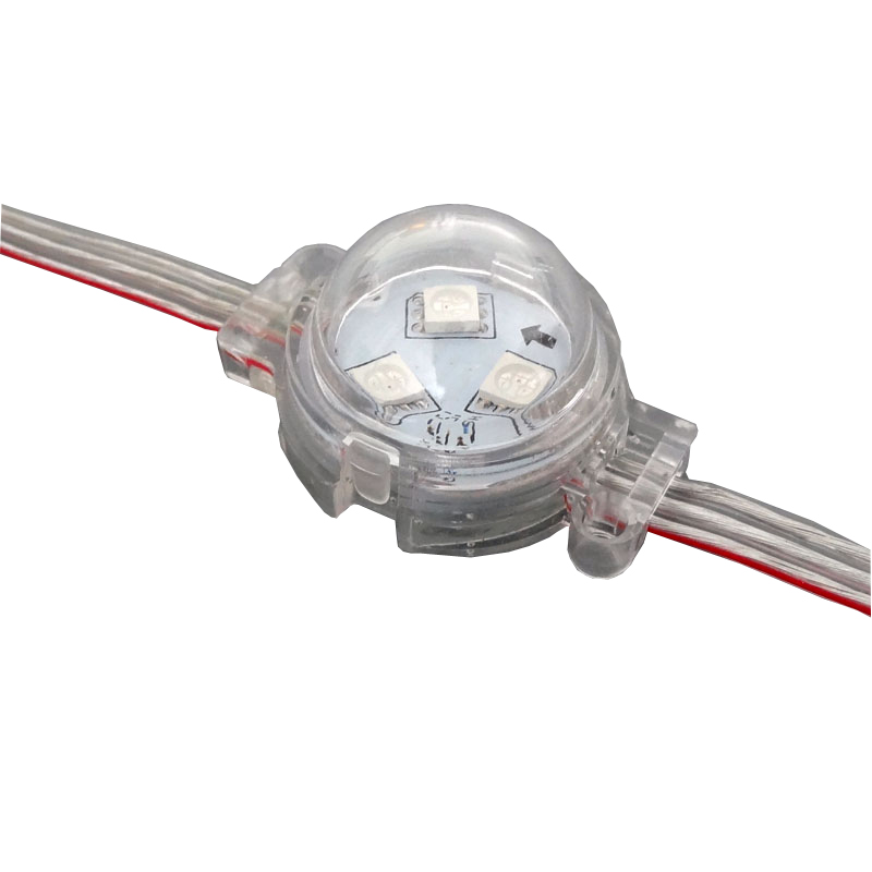 Полноцветный точечный LED модуль в прозрачном выпуклом корпусе (SMD 5050 Φ30; постоянное напряжение 12В)
