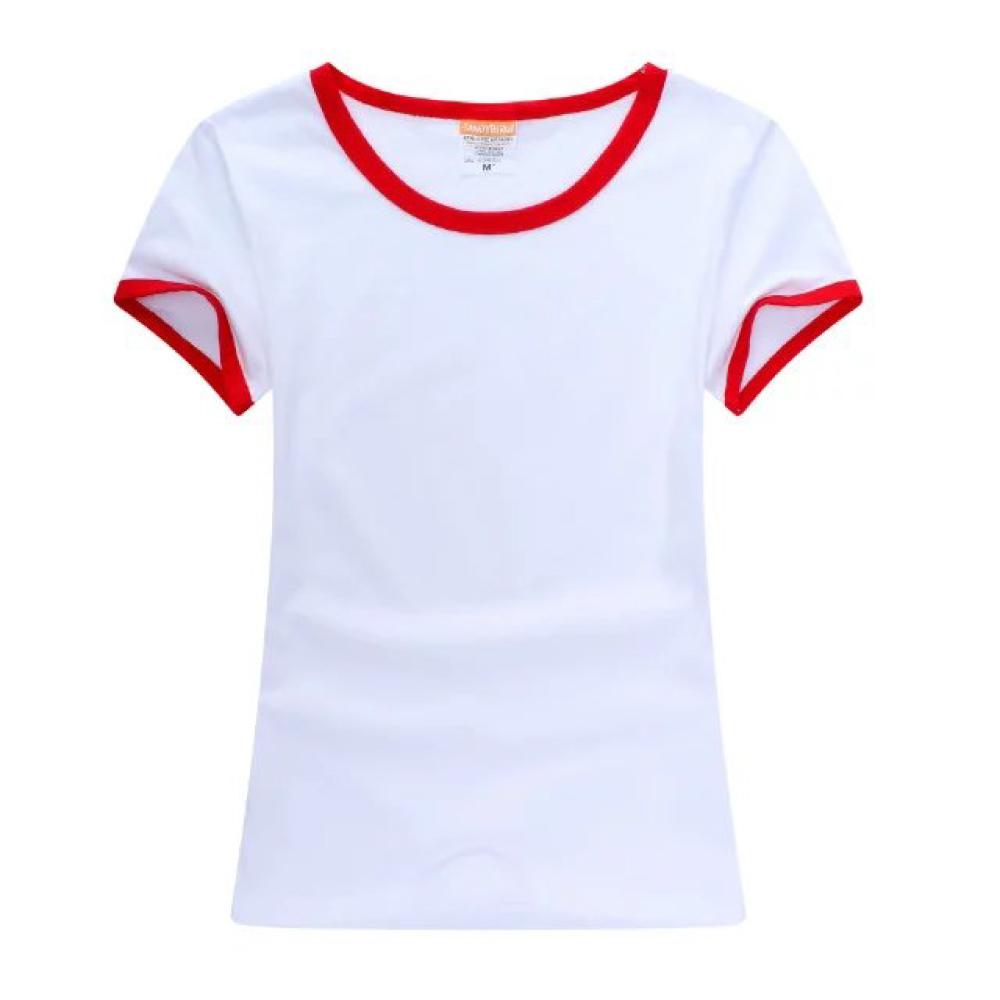 Купить футболку s. Белая футболка. Белая майка с красными рукавами. Футболка с белой окантовкой. Футболка белая с красной отделкой.