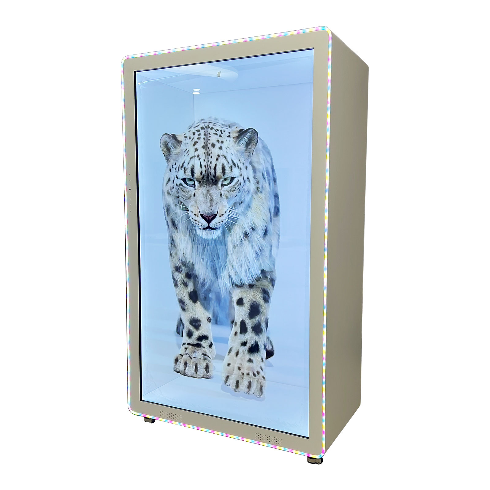 CALCA 86-inch Smart Holographic Cabin Display LCD Transparent Showcase/3D Holography Box with Light Strip, Rounded Corners