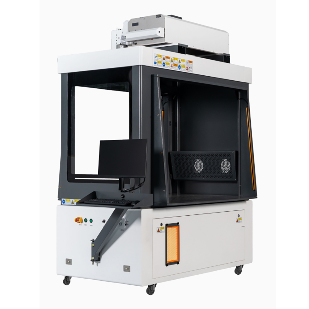 2-Station 350W RF CO2 Laser Marking Machine for Jeans with High-Speed Galvo Scanner