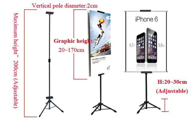 Adjustable Tripod Poster Splint Sign Stand with Double-sided Sign Holder