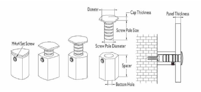 Polygonal Standoffs Trilateral Signage Mounting Nails