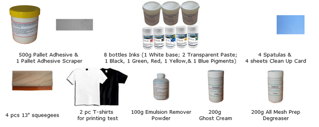 4 Color Silk Screen Printing Kit Press Printer & Full Materials Package Supply