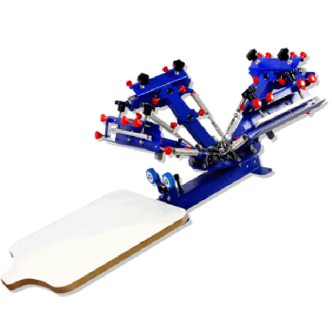 4 Color Silk Screen Printing Kit Press Printer & Full Materials Package Supply