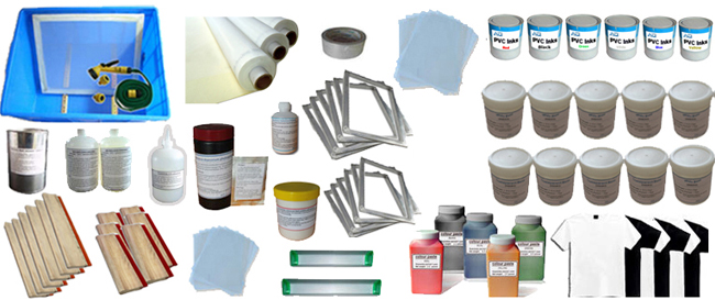 6 Color Silk Screen Printing Full Set Kit Exposure Unit & Squeegee Ink Supply