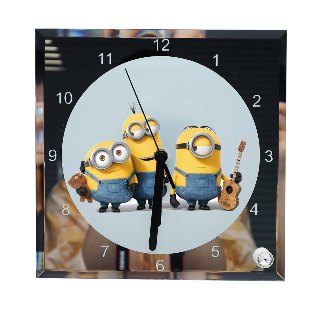 7.8 x 7.8 Sublimation Blank Mirror Edge Glass Photo Frame with Clock Set  of 20
